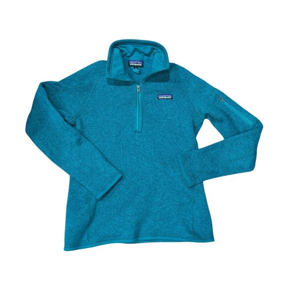 Patagonia Women’s pullover medium Better Sweater 1/4 zip Jacket Teal Size S - Picture 2 of 5
